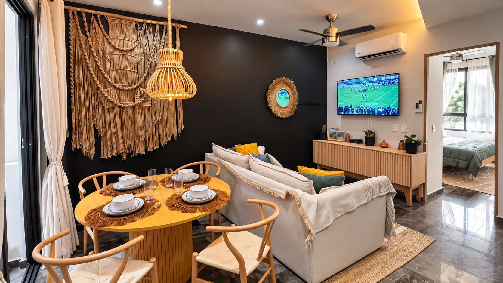 Sala, comedor y cocina de Casa Maracuyá